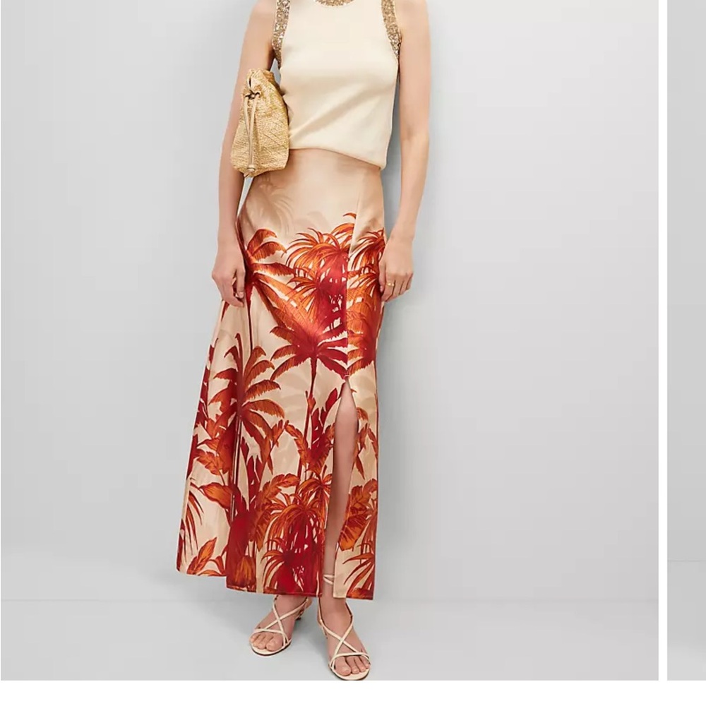 Ann Taylor Orange and Cream Maxi Skirt